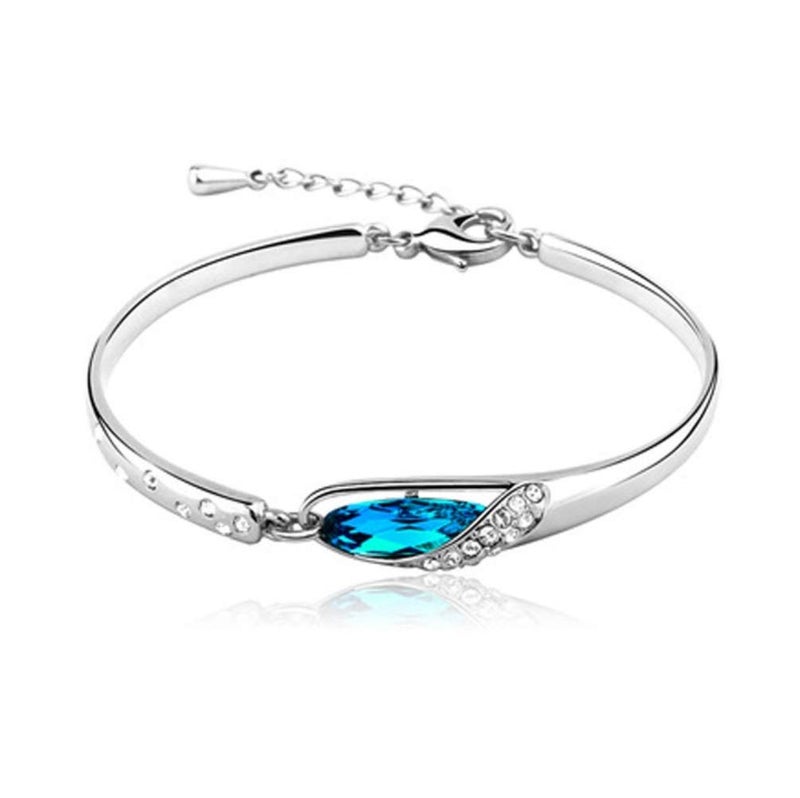 Lam Sence White Gold-plated Glass Slipper Blue Crystals Bangle Bracelet - Image 1